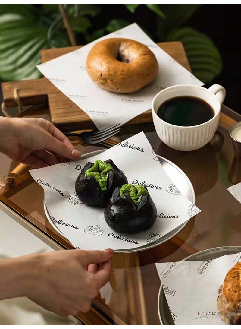 Fasola Greaseproof Paper, 100pcs Wax Paper Sheets, French Style Baking Paper, 18x18cm Parchment Paper for Burgers and Sandwiches, Multi-purpose Food Wrapping Paper, Disposable Basket Liners and Oil Proof Paper Sheets for Kitchen (White) - Image 3